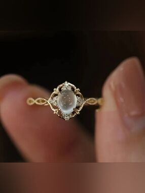❤️ $9 Each Or Bundle 4/$20 Gold Moonstone and Diamond Filigree Ring